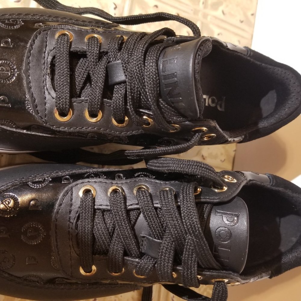 Black and White POLLINI Woman's Leather Sneakers - Picture 8 of 9
